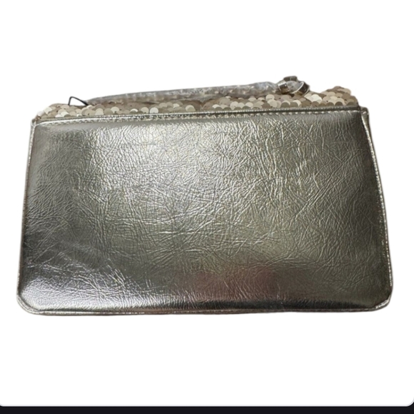 NWT Nicole Miller Evening Gold Sequin Chain Strap Crossbody Bag Clutch - Picture 2 of 6